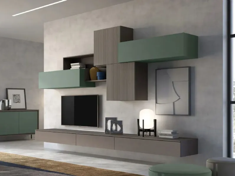 Parete attrezzata Revolution 412 con madia coordinata Collezione esclusiva in stile moderna a prezzo ribassato