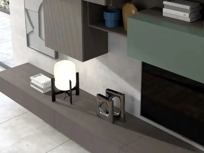 Parete attrezzata Revolution 412 con madia coordinata Collezione esclusiva in stile moderna a prezzo ribassato
