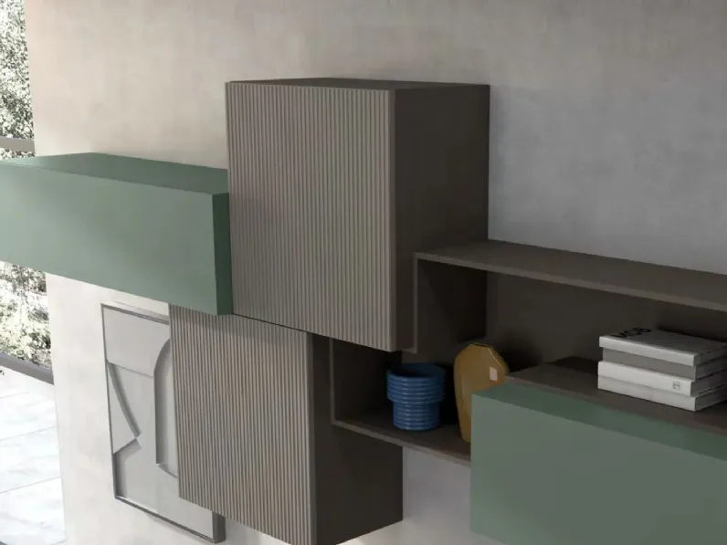 Parete attrezzata Revolution 412 con madia coordinata Collezione esclusiva in stile moderna a prezzo ribassato