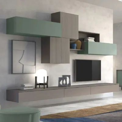 Parete attrezzata Revolution 412 con madia coordinata Collezione esclusiva in stile moderna a prezzo ribassato