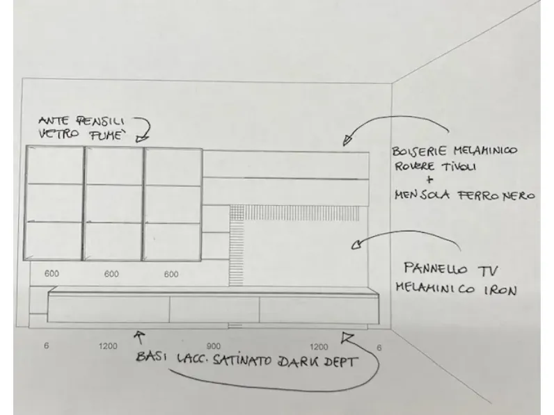 Parete attrezzata Skill Modulnova in stile design a prezzo ribassato