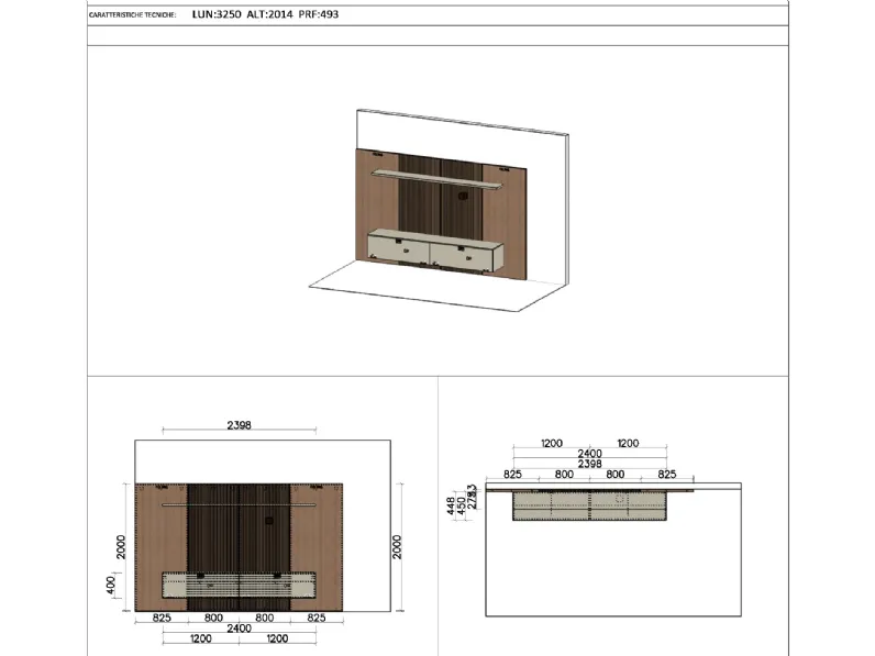 Parete attrezzata Soggiorno boiserie Pianca in stile design a prezzo ribassato
