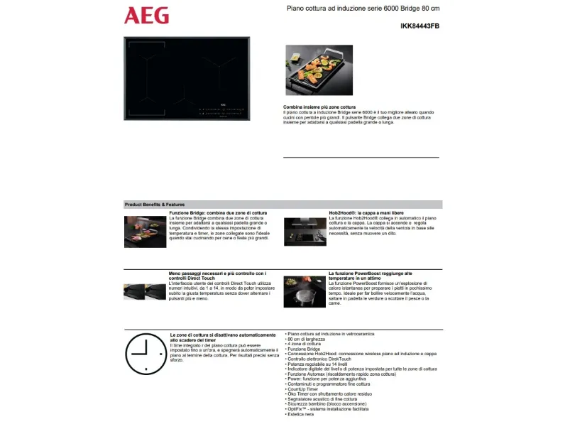 Piano cottura modello Aeg ikk8443fb   induzione Aeg a PREZZI OUTLET