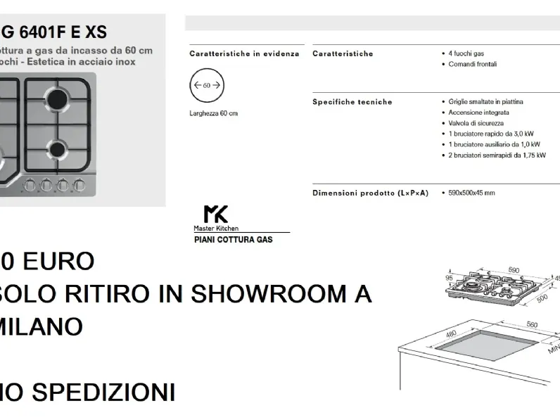 Piano cottura modello Master kitchen  Collezione esclusiva a PREZZI OUTLET