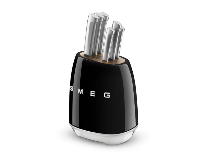 Piccoli elettrodomestici Smeg Ceppo 6 coltelli nero a prezzo Outlet