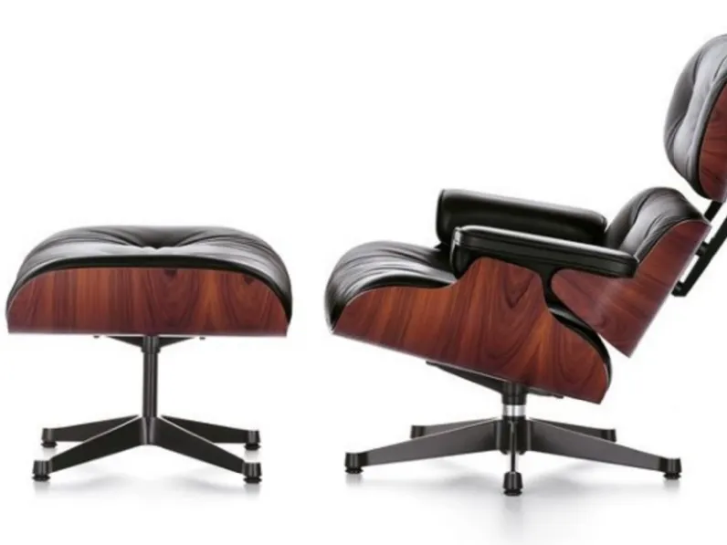 Poltrona in stile moderna Poltrona con pouf lounge chair eames  Alivar in Offerta Outlet