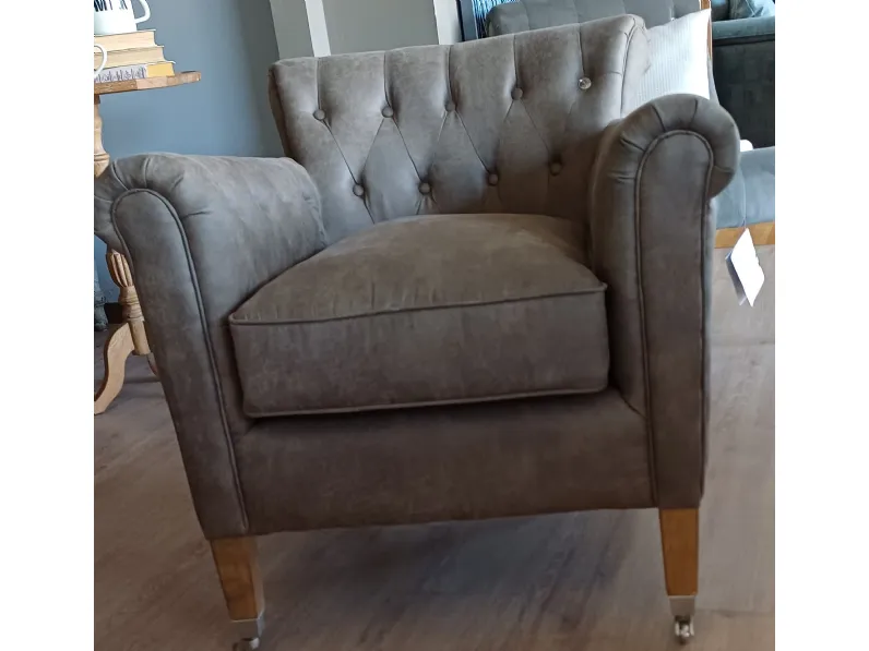 Poltrona in Ecopelle Denmark Artigianale in Offerta Outlet