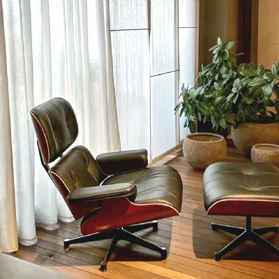Poltrona in Pelle Lounge chair e ottoman Artigianale in Offerta Outlet