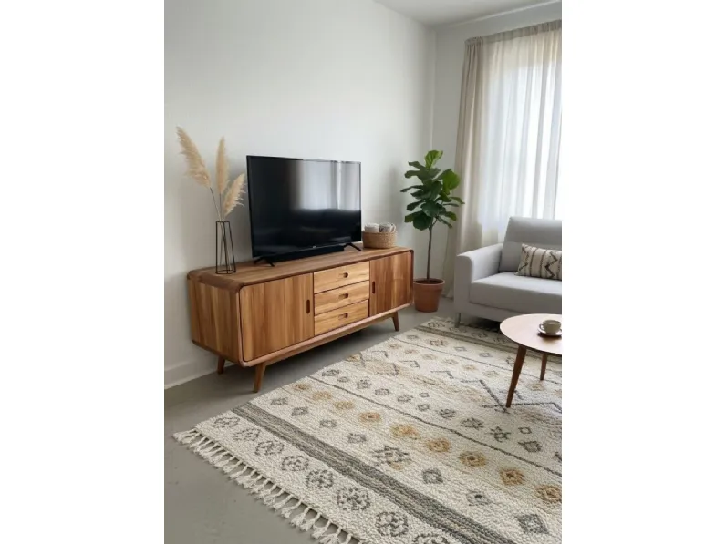 Porta tv per il living modello Mobile porta tv teak 135 di Outlet etnico scontato