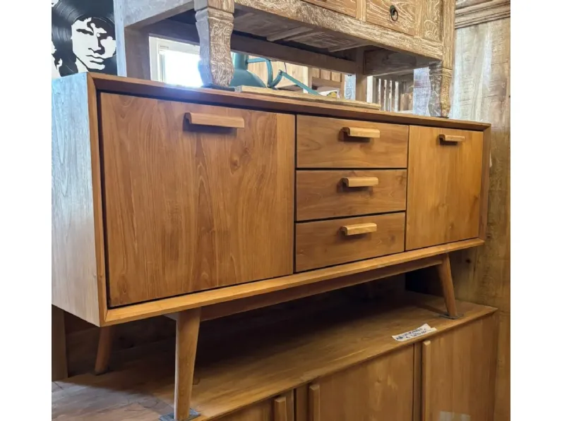 Porta tv per il soggiorno modello Mobile tv teak artigianale di Outlet etnico scontato