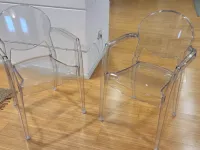 Sedia di La seggiola modello Coppia sedie braccioli trasparente da cucina in offerta -50%