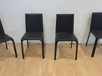 Sedia 4 sedie jenia bassa cuoio vero nero  Julia italia con uno sconto vantaggioso