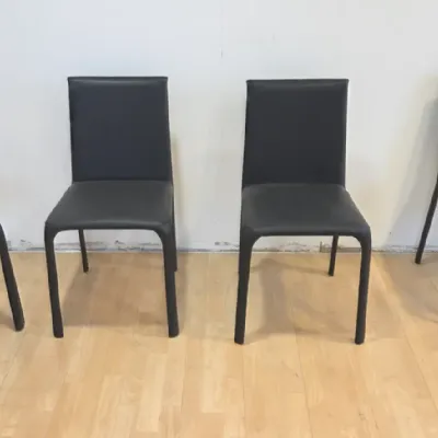 Sedia 4 sedie jenia bassa cuoio vero nero  Julia italia con uno sconto vantaggioso