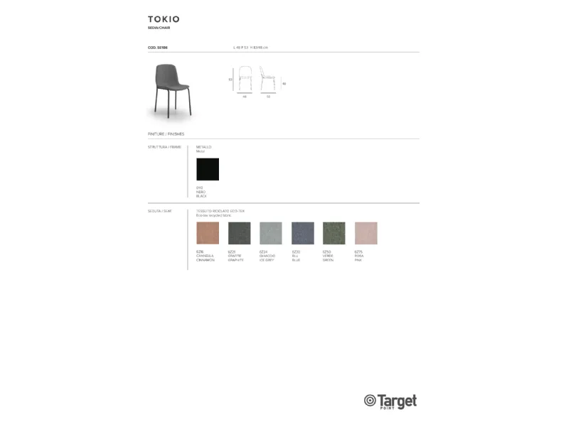 Sedia da cucina realizzata in tessuto Fresia di Target point 
