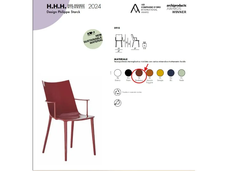 Sedia modello H.h.h da soggiorno di Kartell -40%
