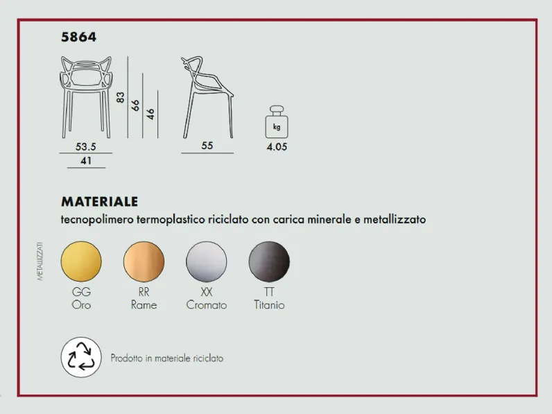 Sedia Masters metal da soggiorno realizzata in metallo scontata del 44%