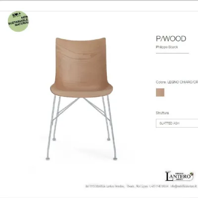 Sedia senza braccioli P wood set sedie in legno curvato 3d kartell di Kartell a prezzo scontato