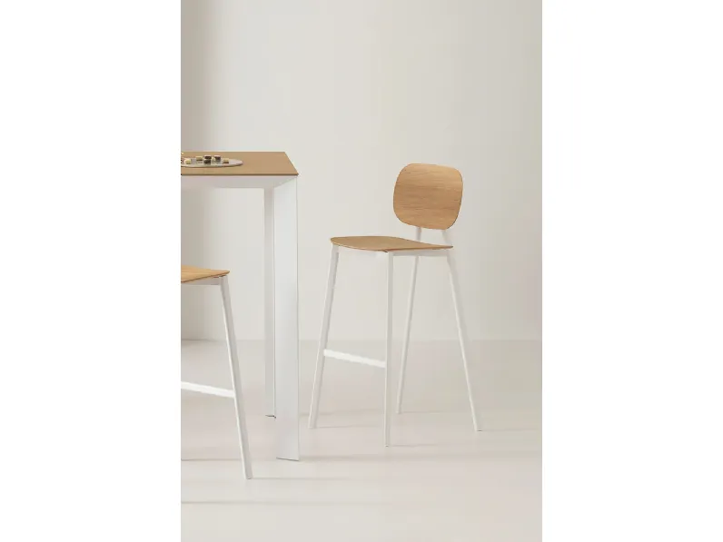 Sgabello da cucina Tata impiallacciato Point house in Offerta Outlet
