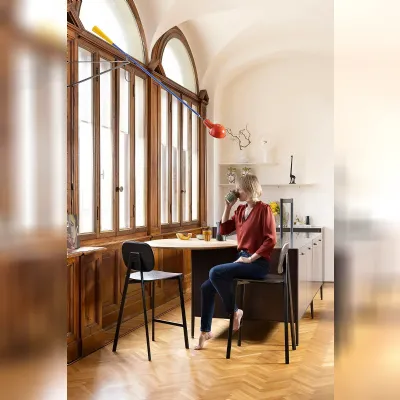Sgabello da cucina Tata impiallacciato Point house in Offerta Outlet