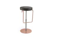 Sgabello con base centrale Struttura acciaio oro rosa e pelle  Md work a prezzi outlet