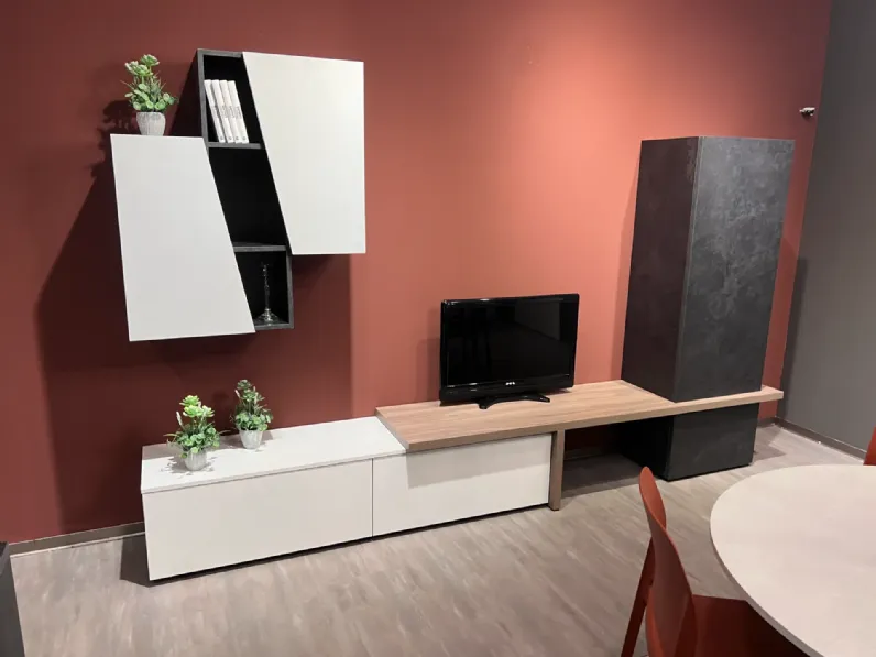 Soggiorno completo Regola living di Scavolini in laminato materico a prezzo scontato