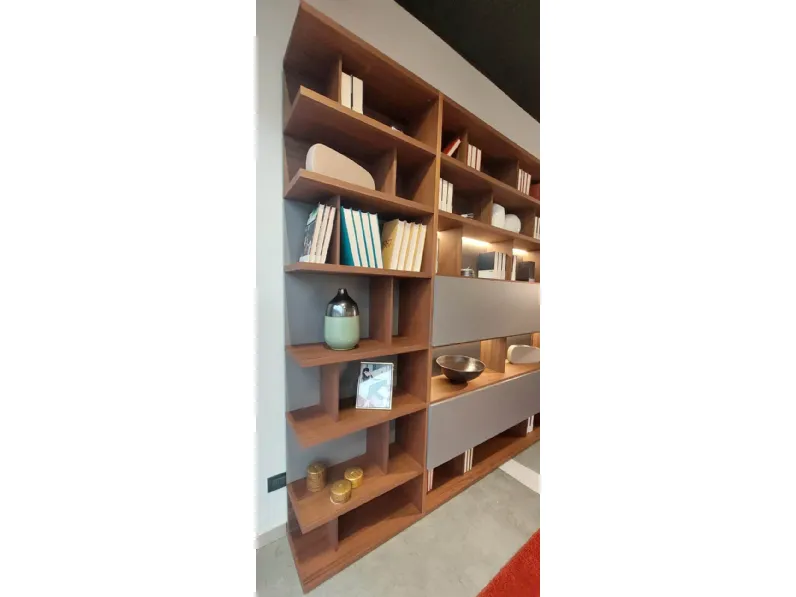 Soggiorno completo Spazioteca di Pianca in legno in Offerta Outlet