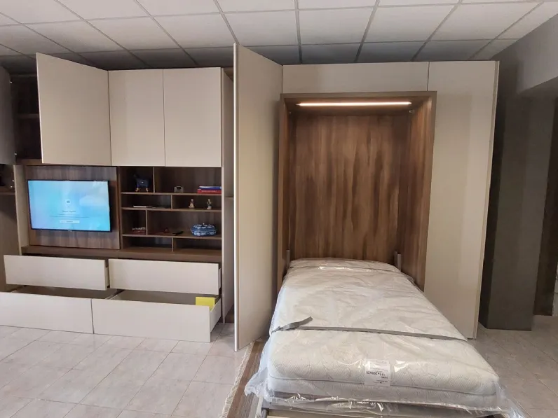 Soggiorno completo Alcova con letto di Tumidei in melamminico in Offerta Outlet