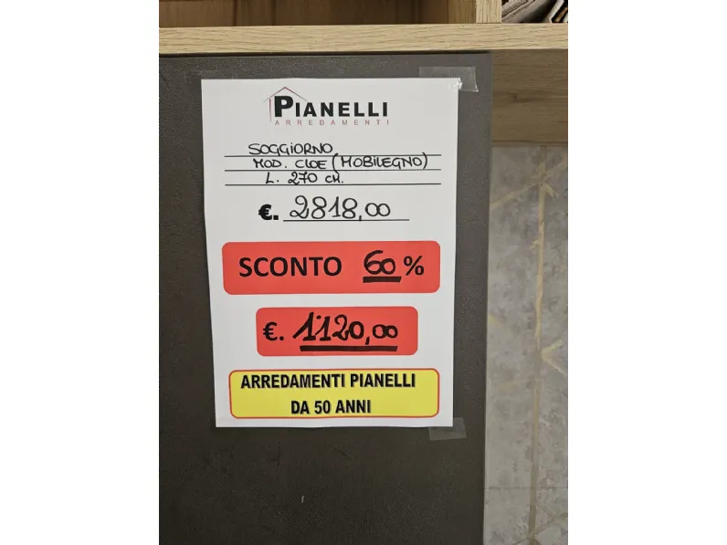 Soggiorno completo Soggiorno cloe  di Mobilegno in laminato materico a prezzo Outlet