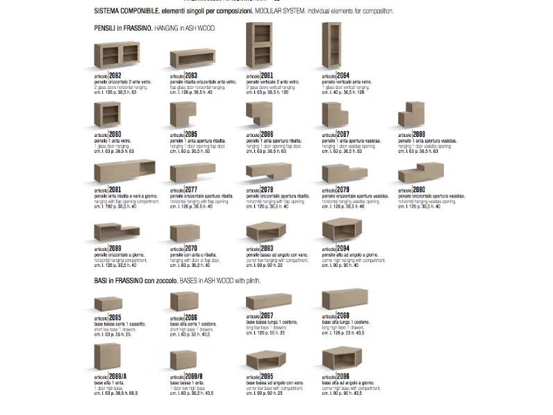 Soggiorno completo Allegra in frassino di Collezione esclusiva in legno in Offerta Outlet
