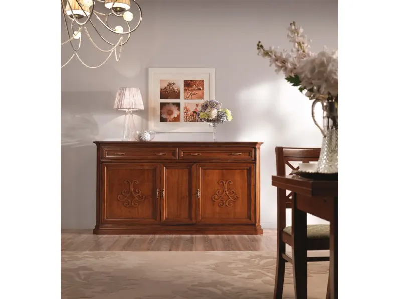 Soggiorno completo Credenza stile classico con rilievo di Collezione esclusiva in laminato materico in Offerta Outlet