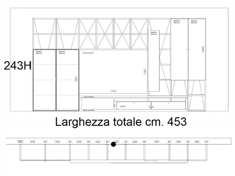 Composizione per il soggiorno modello Horizont di Mobilgam a prezzo Outlet