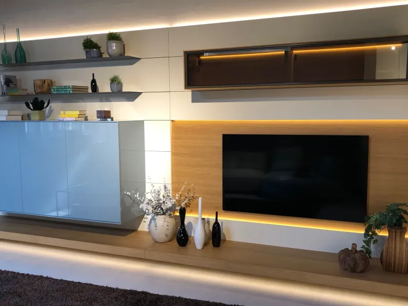 Soggiorno completo Frame di Giellesse in laccato lucido a prezzo Outlet