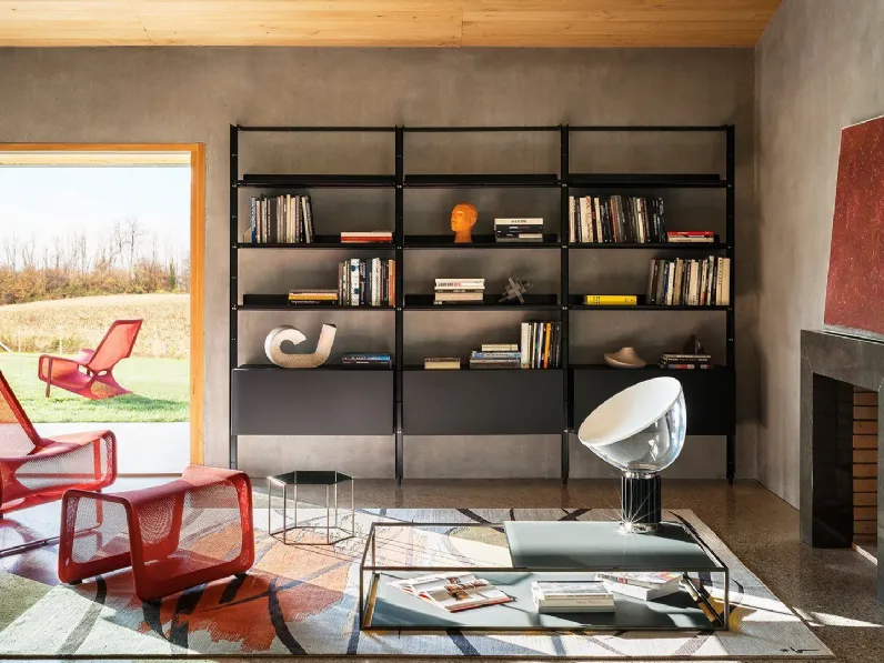 Libreria Libreria a muro alluminio in stile design di Desalto in OFFERTA OUTLET 