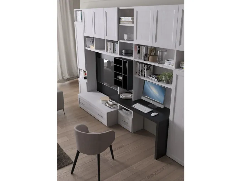 Parete attrezzata in laminato materico stile moderno Parete attrezzata mod.living di giessegi scontata del 42% Giessegi