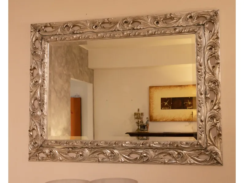 Specchio Moderno Parete Cornice Argento