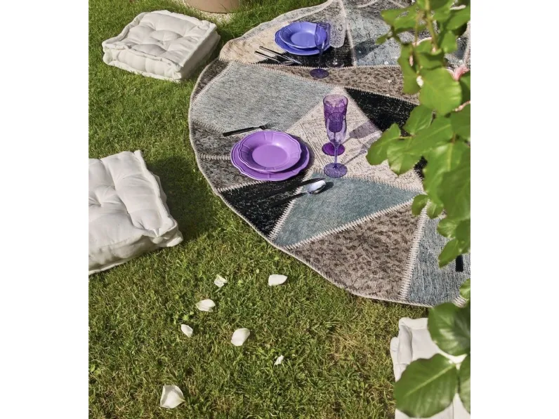 Tappeto Moderno modello Tappeto upcycling rotondo stile patchwork crash a prezzi convenienti 