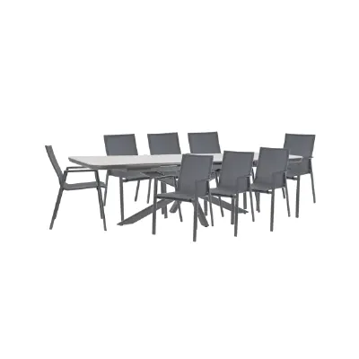 Tavolo da giardino Tavolo pascal allungabile 200-26 cm con 8 poltrone krion antracite Bizzotto a prezzo scontato
