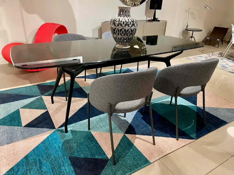 Tavolo in vetro ovale Arkos Sovet in offerta outlet