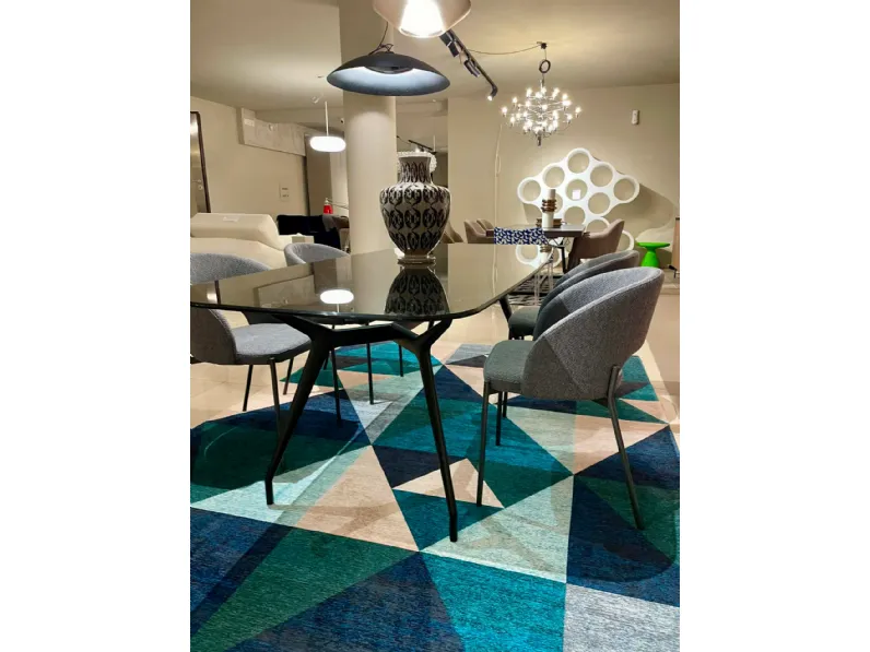 Tavolo in vetro ovale Arkos Sovet in offerta outlet