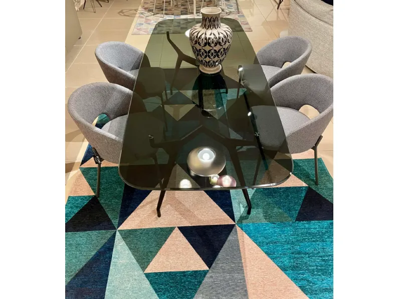 Tavolo in vetro ovale Arkos Sovet in offerta outlet
