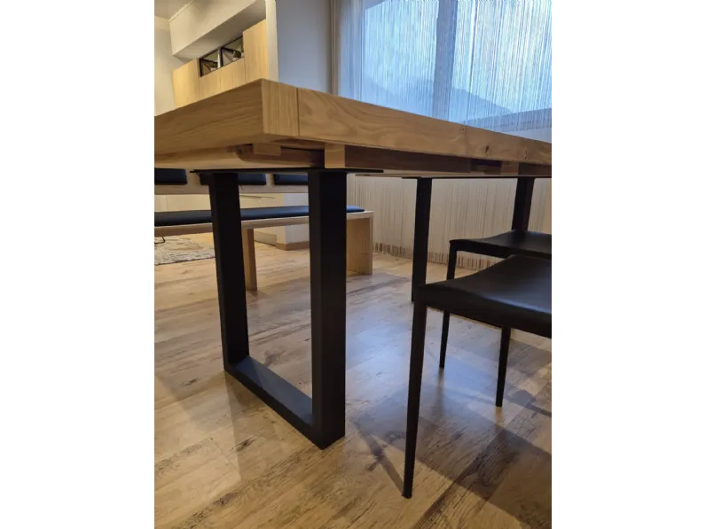 Tavolo in legno rettangolare Rovere Artigianale in offerta outlet