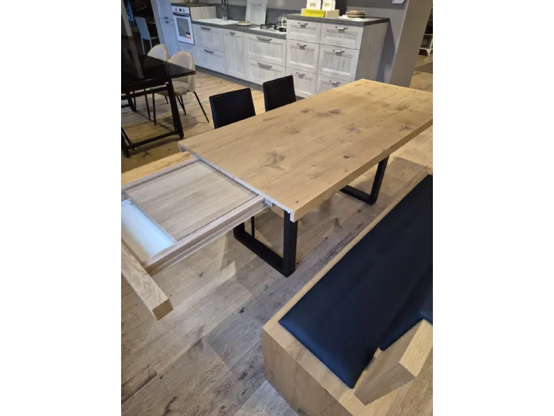 Tavolo in legno rettangolare Rovere Artigianale in offerta outlet