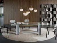 Tavolo con piano in vetro sagomato di Cattelan italia a PREZZO OUTLET 
