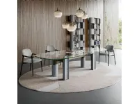 Tavolo con piano in vetro sagomato di Cattelan italia a PREZZO OUTLET 