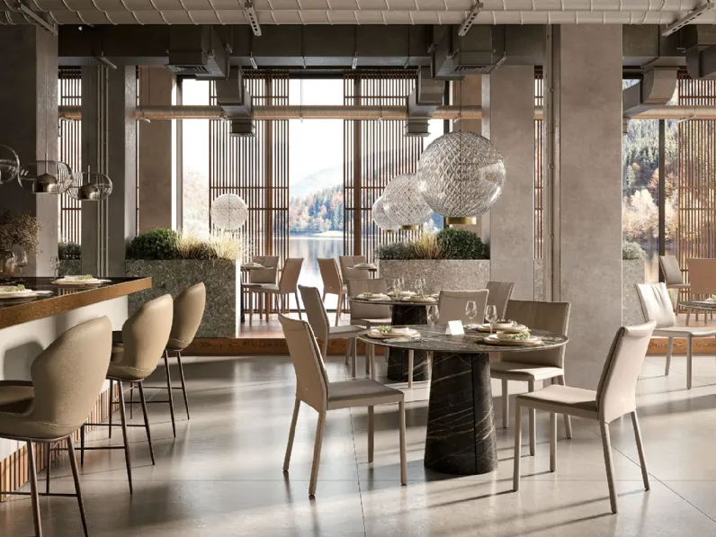Tavolo rotondo in ceramica Cuba keramik bistrot di Cattelan italia in Offerta Outlet 