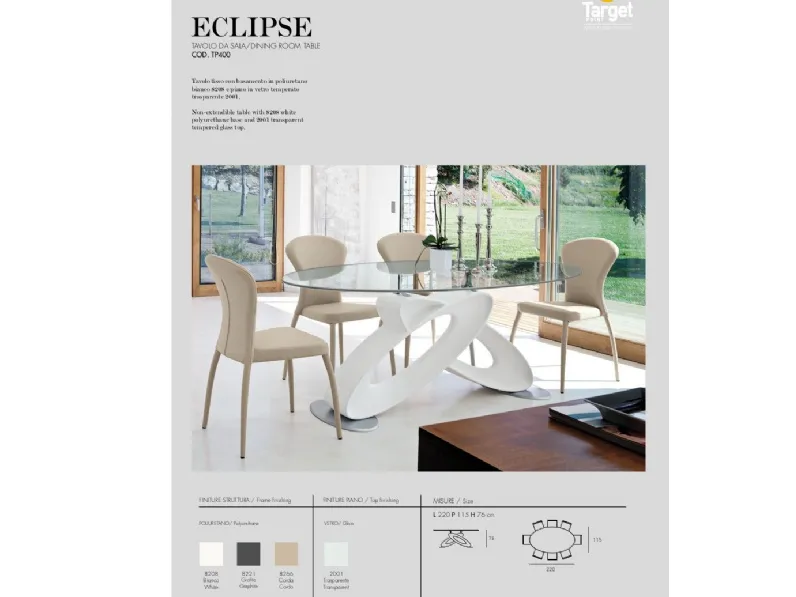 Tavolo ovale in vetro Eclipse * di Target point in Offerta Outlet 
