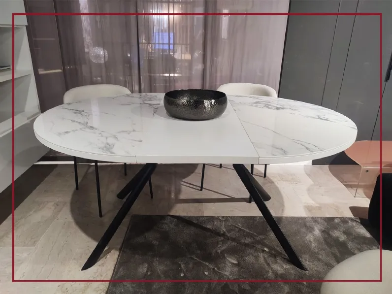 Tavolo con piano in ceramica rotondo di Connubia a PREZZO OUTLET 