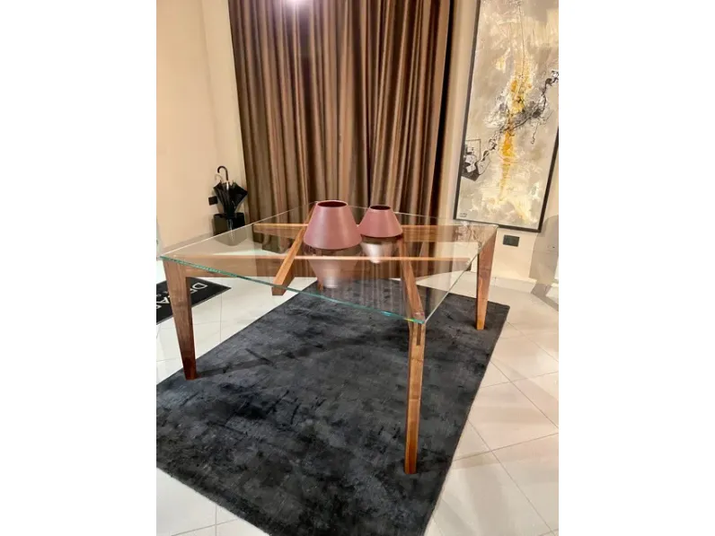 Tavolo quadrato in vetro Horm tavolo autoreggente  di Horm in Offerta Outlet