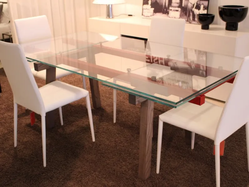 Tavolo allungabile da soggiorno moderno in Cristallo e acciaio cromato –  Mobilificio Adriatico