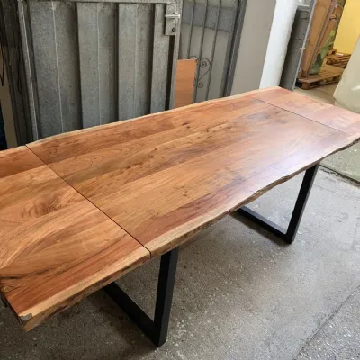 Tavolo in legno rettangolare Industrial 160-240 Outlet etnico a prezzo ribassato